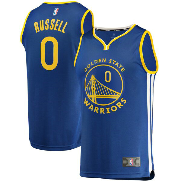 Maillot nba Golden State Warriors Icon Edition Homme D'Angelo Russell 0 Bleu